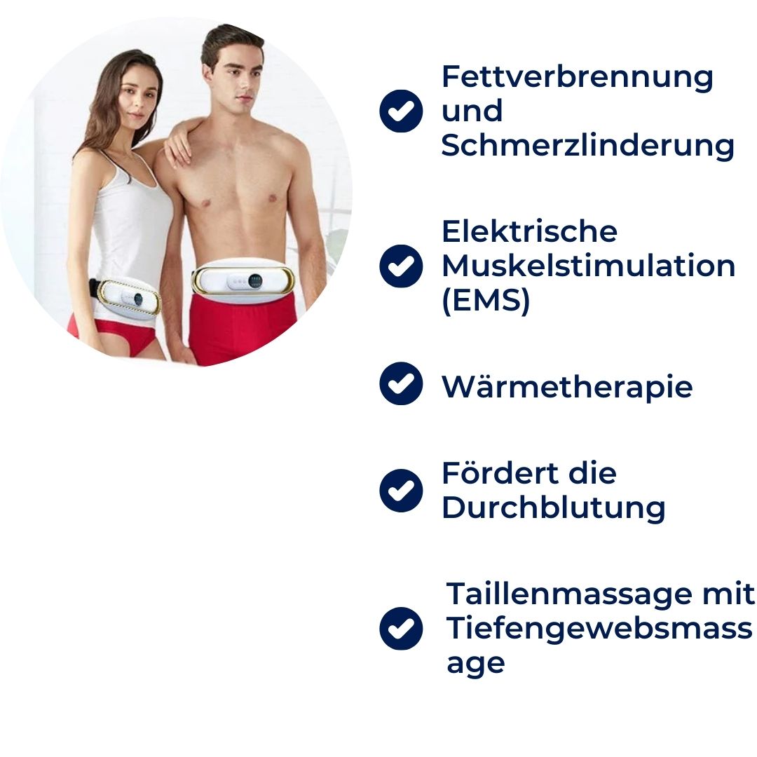 SlimKern Exklusiv Bauch Lipo Fettverbrenner – Schlankheitsgürtel mit EMS-Vibration & Wärmetherapie für Fettabbau & Schmerzlinderung