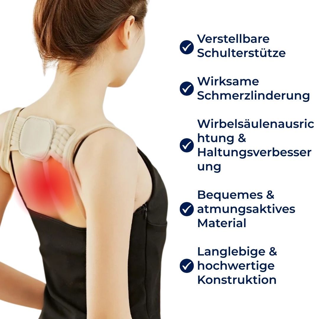 PostureAlign Exklusiv | Haltungskorrektur – Verstellbare Schulterstütze – Schmerzlinderung – Wirbelsäulenausrichtung – Rückenstütze