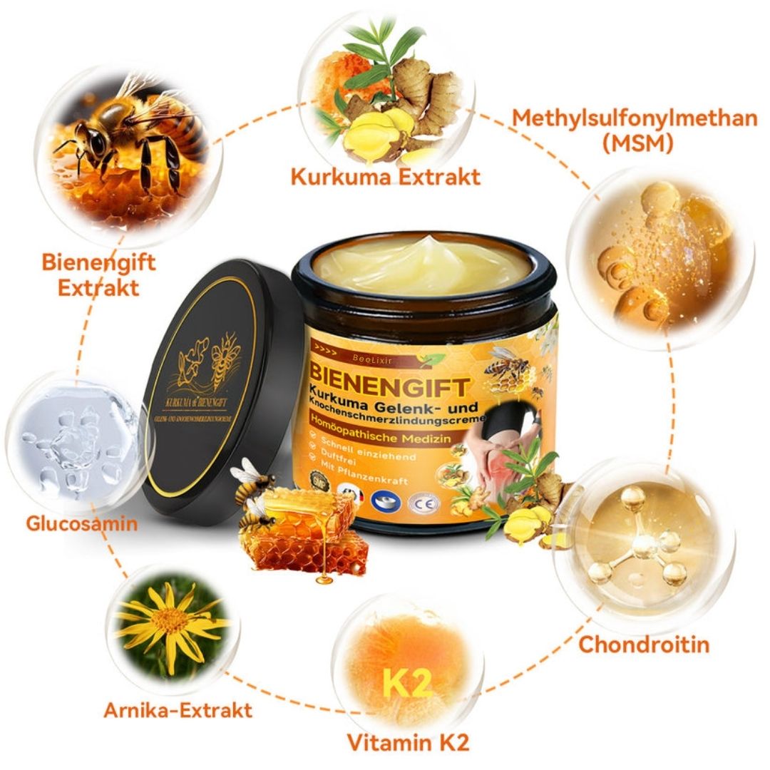 Bienengiftcreme | Salbe inklusive Bienengift, Hyaluron & Kollagen | BeeLixir