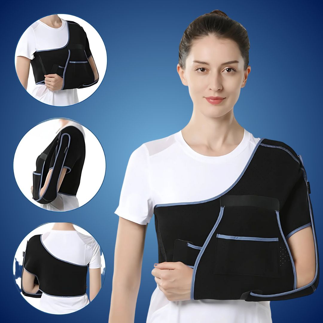 OrthoSecure Exklusiv | Schulterbandage – Verstellbare Unterstützung – Erholung nach OP – Schmerzlinderung – Stabilisierung bei Verletzungen