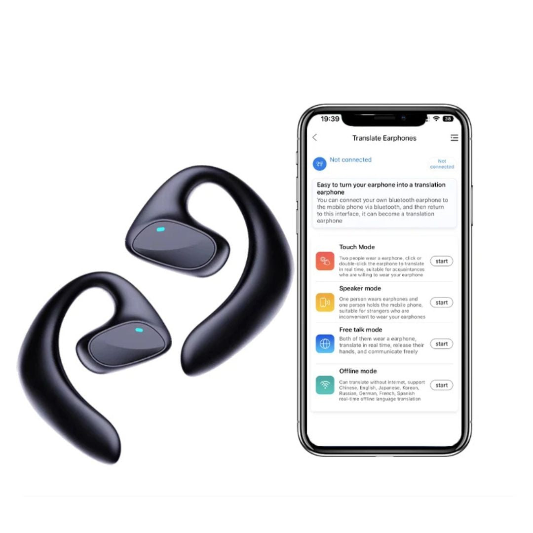 LingoWelle Exklusiv | Intelligenter Sofort Sprachübersetzer - 144 Sprachen - Echtzeit - Kabellose Bluetooth - Kopfhörer - KI - Geräuschunterdrückung