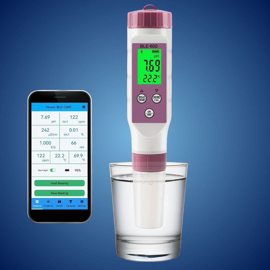 AquaCheck Exklusiv 7-in-1 Wasserqualitätstester – pH, TDS, EC, Temperatur, ORP, Chlor – Für Trinkwasser, Pool, Aquarium, Spa