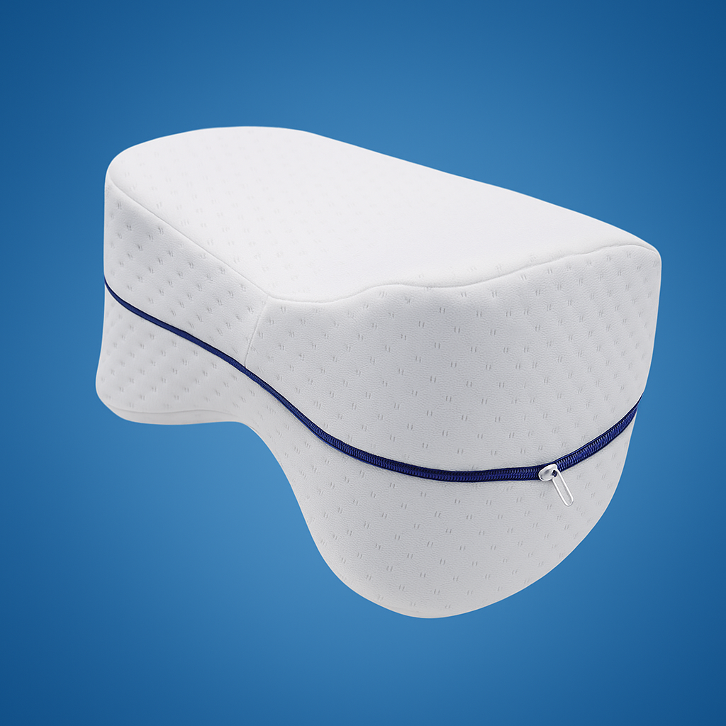 KnieTraum Exklusiv | Orthopädisches Kniekissen – Seitenschläfer – Ischias-Linderung – Atmungsaktiver Memory-Schaum