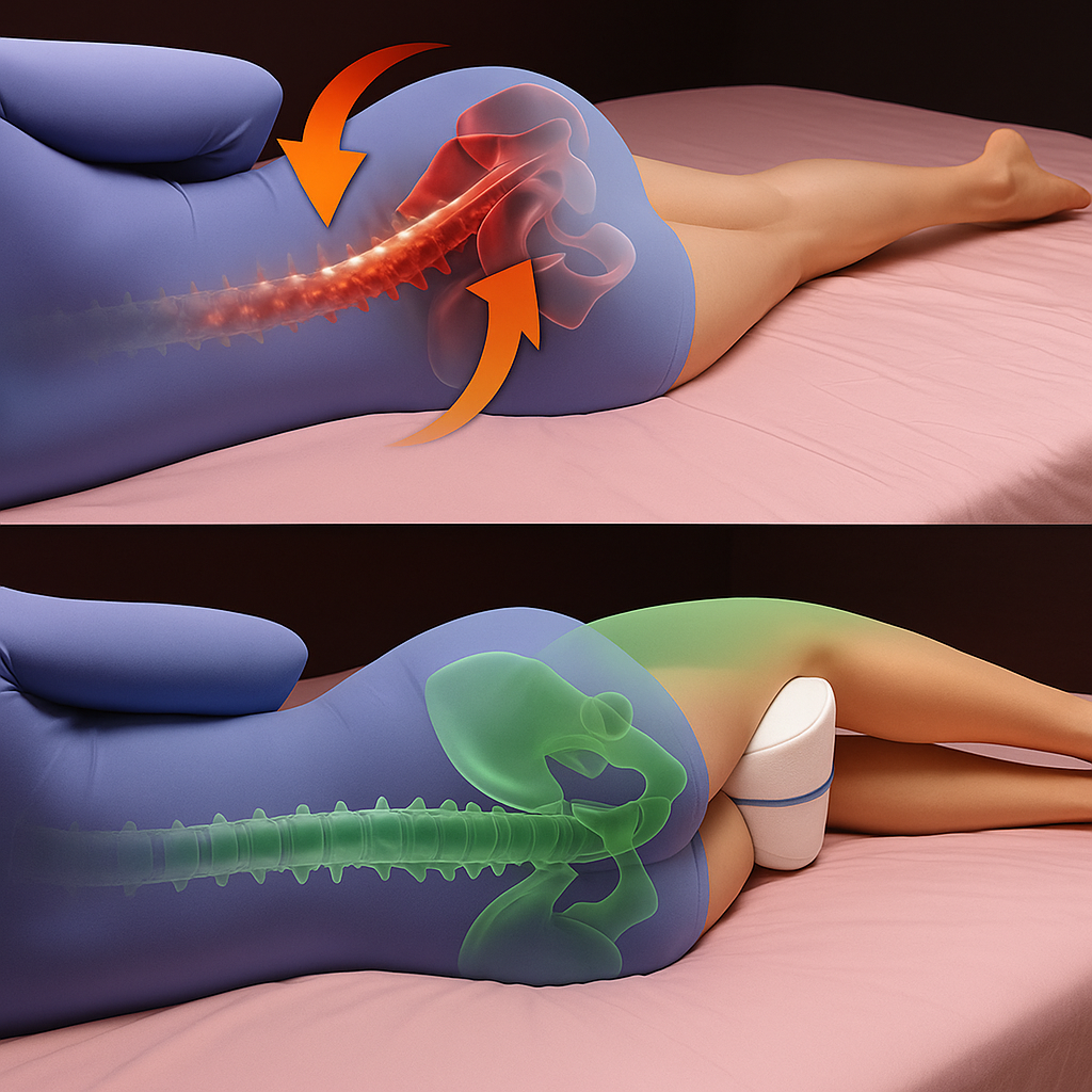 KnieTraum Exklusiv | Orthopädisches Kniekissen – Seitenschläfer – Ischias-Linderung – Atmungsaktiver Memory-Schaum