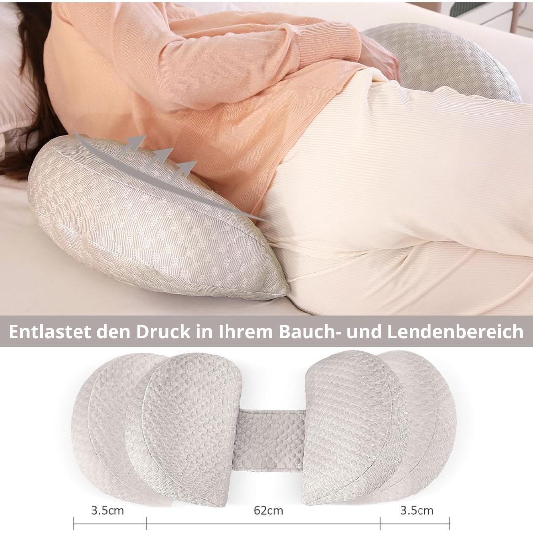 MaternLeicht Exklusiv | Ergonomisches Kissen für Schwangere – Ganzkörperstütze – Bauch, Rücken, Hüftschmerzen – Seitenschlaf – Stillzeit
