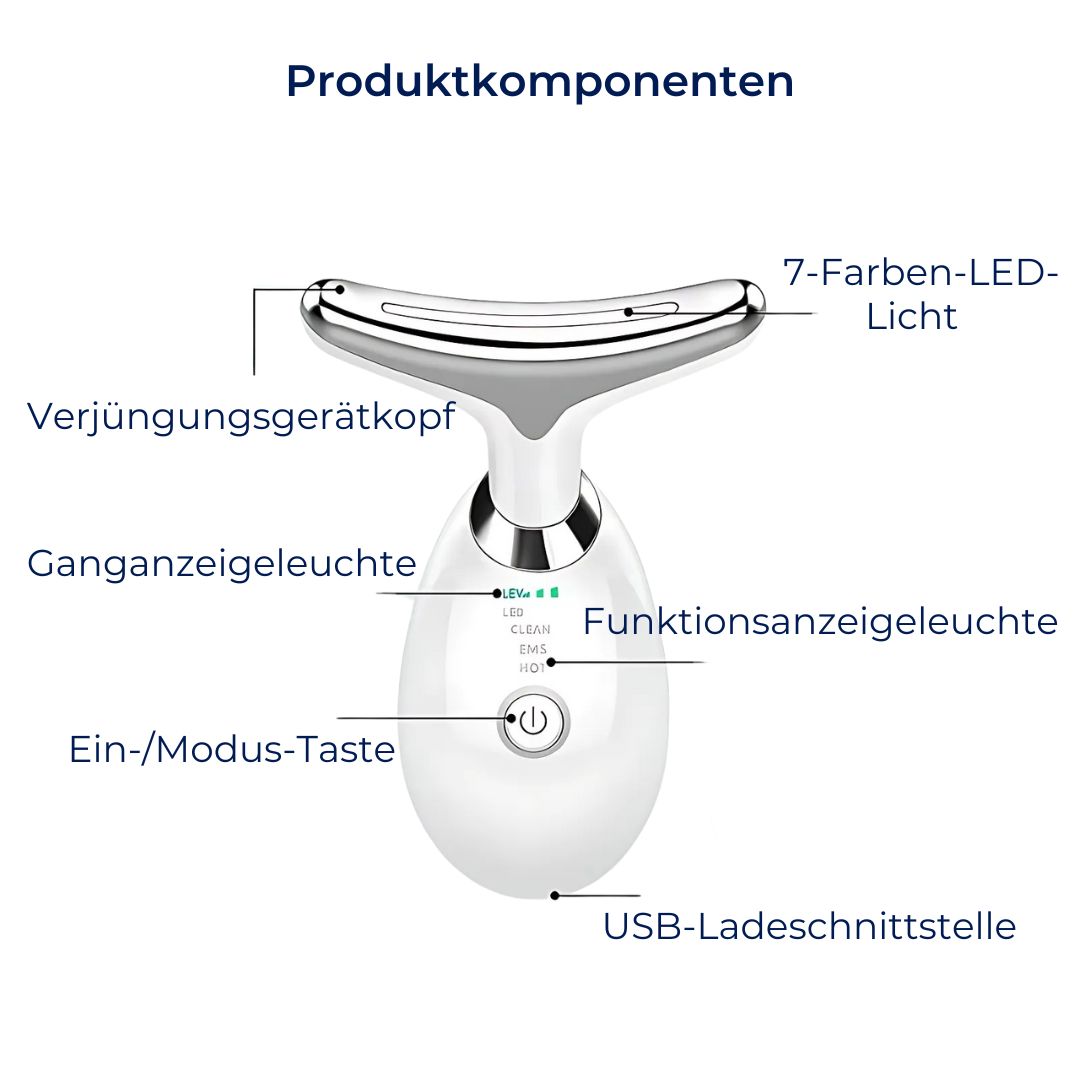 LumiLift Exklusiv | EMS Gesichtsformer – Mikrostrom Hautstraffung – Anti-Aging Gerät – Doppelkinn Reduktion & Falten Glättung