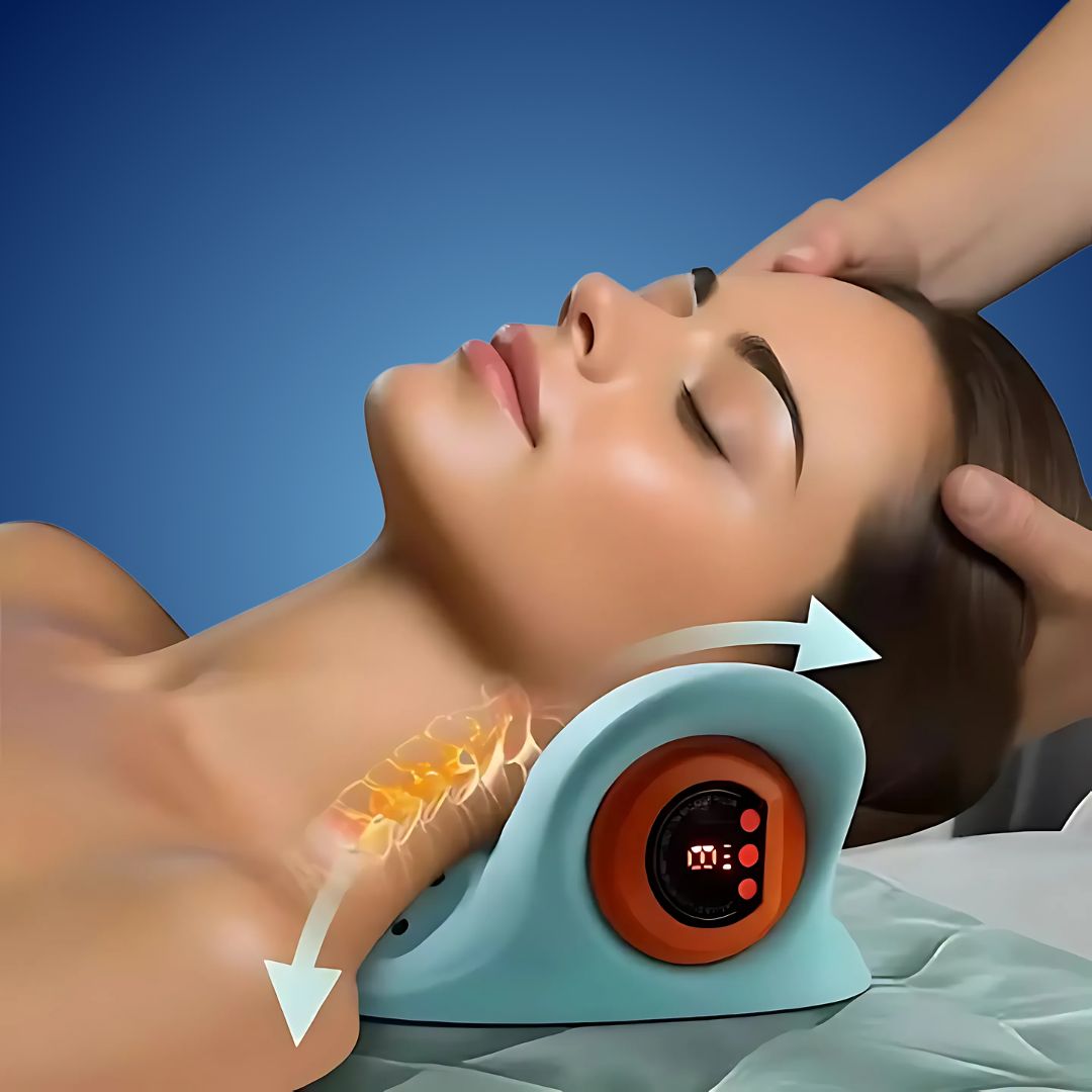 NackenEase Exklusiv EMS Nackenmassagegerät – Schmerzlinderung – Muskelstimulation – Wärmefunktion – Tragbar für Verspannungen