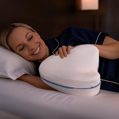 KnieTraum Exklusiv | Orthopädisches Kniekissen – Seitenschläfer – Ischias-Linderung – Atmungsaktiver Memory-Schaum