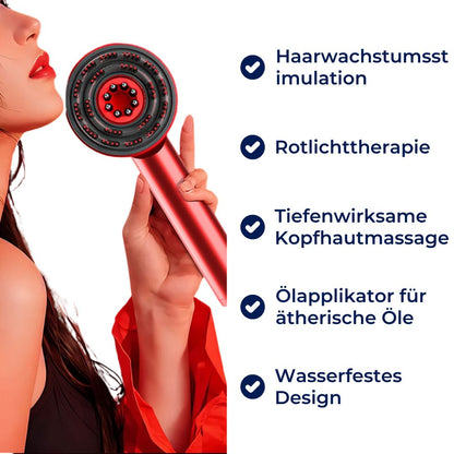 ScalpWunder Exklusiv | 3-in-1 Kopfhautmassagebürste – Haarwachstumsstimulator – Wasserdicht – Rotlichttherapie – Öl-Applikator