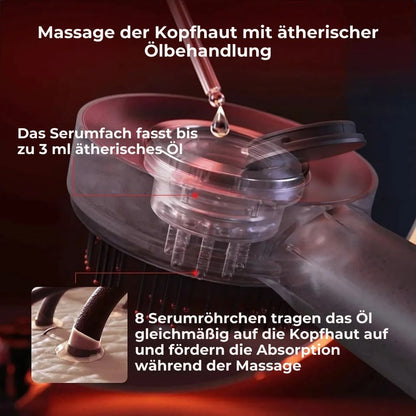 ScalpWunder Exklusiv | 3-in-1 Kopfhautmassagebürste – Haarwachstumsstimulator – Wasserdicht – Rotlichttherapie – Öl-Applikator