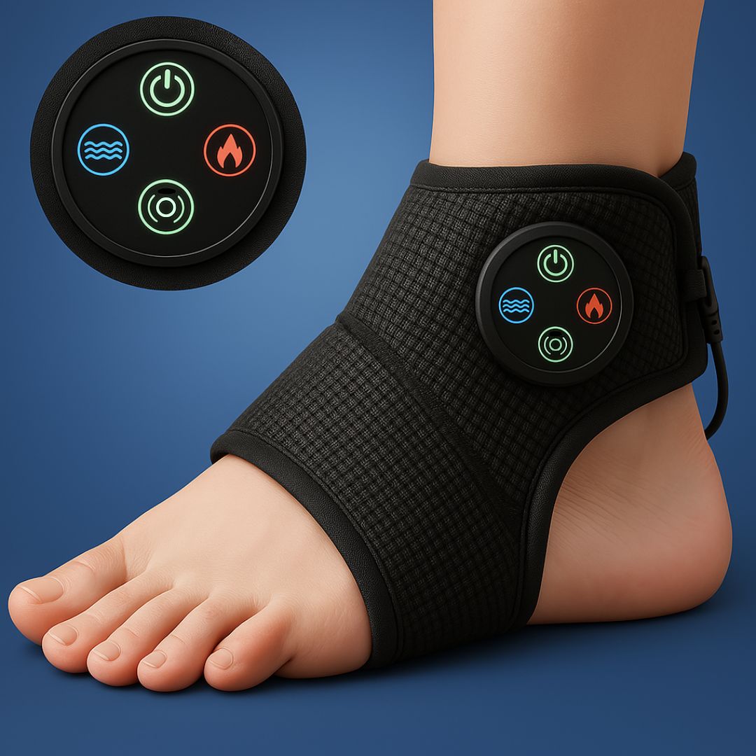 ReliefFlex Exklusiv | Elektrisches Fußmassagegerät – Verstellbare Bandage für Schmerzlinderung & Muskelentspannung am Fußgelenk