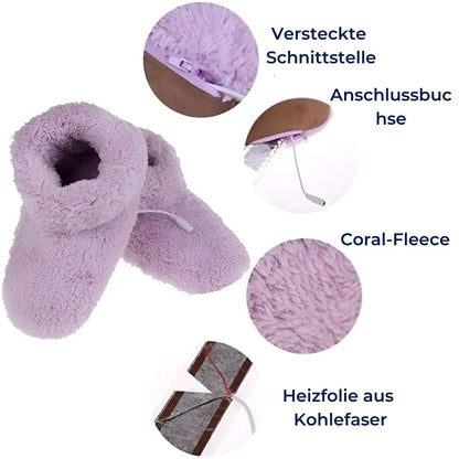 WärmeKomfort Exklusiv | Beheizte Hausschuhe – Verstellbare Temperatur – Weiches Fleece – USB-Aufladung – Gegen kalte Füße