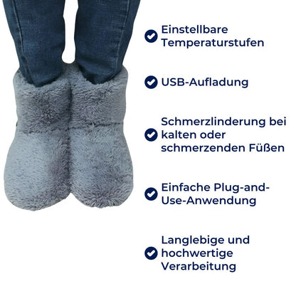 WärmeKomfort Exklusiv | Beheizte Hausschuhe – Verstellbare Temperatur – Weiches Fleece – USB-Aufladung – Gegen kalte Füße
