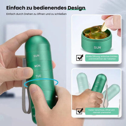 Aluminium Aufbewahrungsbox mit 7 Fächern | Reisebox geeignet für Tabletten & Vitamine | AluBox