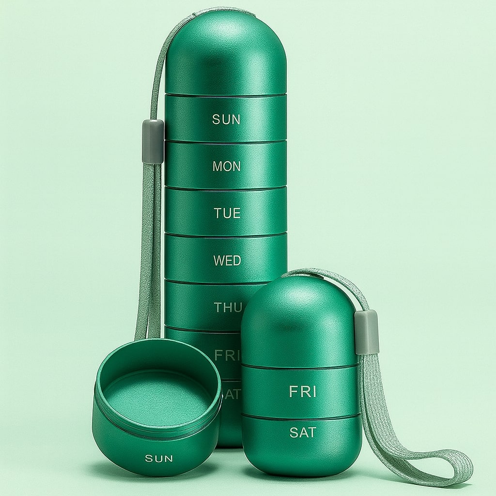 Aluminium Aufbewahrungsbox mit 7 Fächern | Reisebox geeignet für Tabletten & Vitamine | AluBox