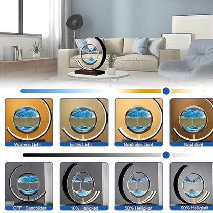 Deko LED Tischlampe | Zeitgemäße Designer Lampe | Sandbild zum Drehen | SandScape