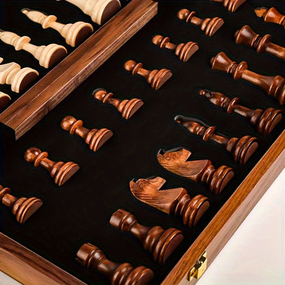 Schachspiel aus Holz | Schachbrett inklusive Schachfiguren | faltbar & tragbar | RoyalBrett