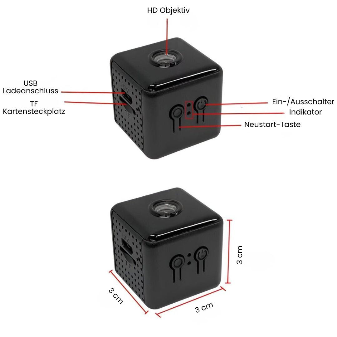Überwachungskamera für außen & innen | Mini WLAN Kamera mit Live Übertragung auf Handy | Kabellos & Handlich | MiniWächter
